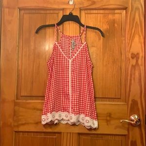 Red and white checkered tank top